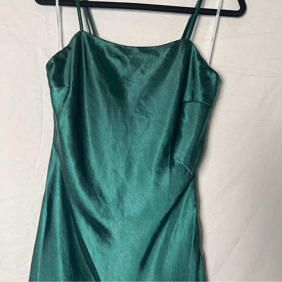 Lulus Emerald green mini dress with drop bow detail and adjustable straps. - Picture 7 of 9